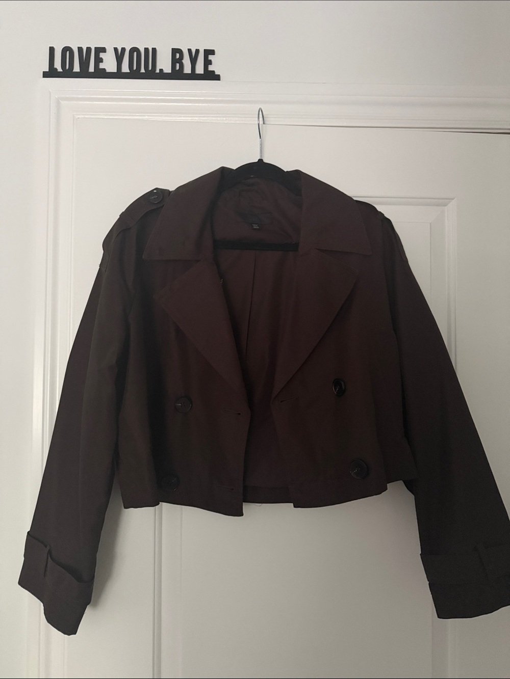 Zara Cropped Women's Trench Jacket - Dark Brown